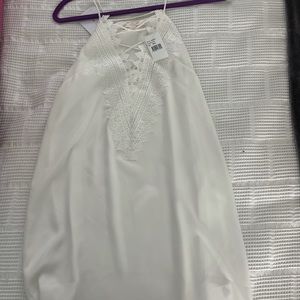 White cross front dress